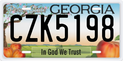 GA license plate CZK5198