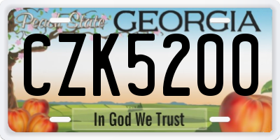 GA license plate CZK5200
