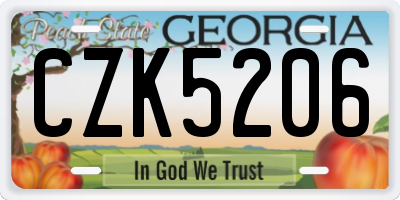 GA license plate CZK5206