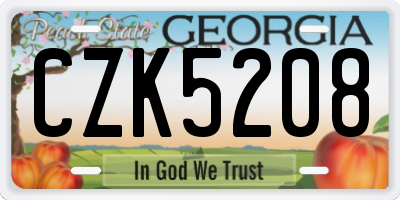 GA license plate CZK5208