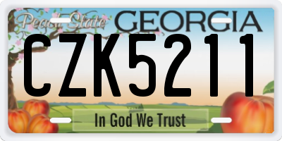 GA license plate CZK5211