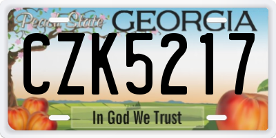 GA license plate CZK5217