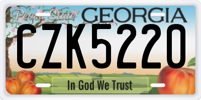 GA license plate CZK5220