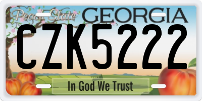 GA license plate CZK5222