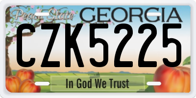 GA license plate CZK5225