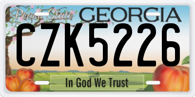 GA license plate CZK5226