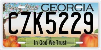 GA license plate CZK5229