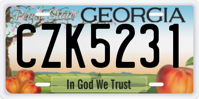 GA license plate CZK5231