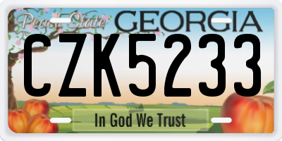GA license plate CZK5233