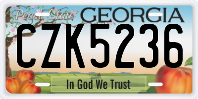 GA license plate CZK5236