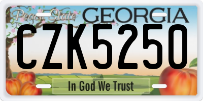 GA license plate CZK5250