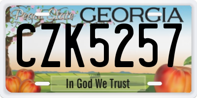 GA license plate CZK5257