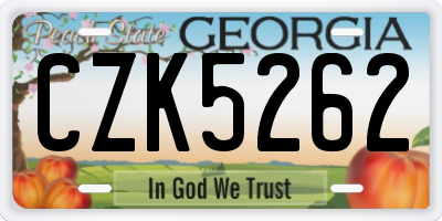 GA license plate CZK5262