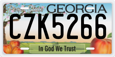 GA license plate CZK5266