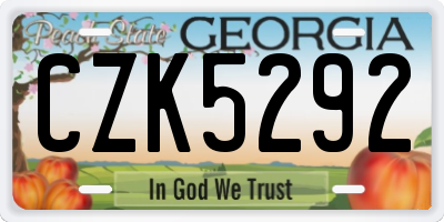 GA license plate CZK5292