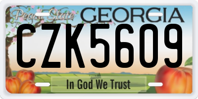 GA license plate CZK5609
