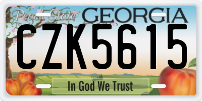 GA license plate CZK5615