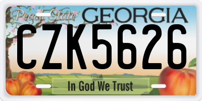 GA license plate CZK5626