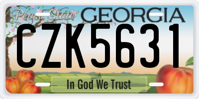 GA license plate CZK5631