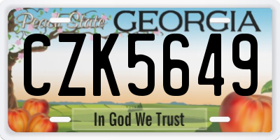 GA license plate CZK5649