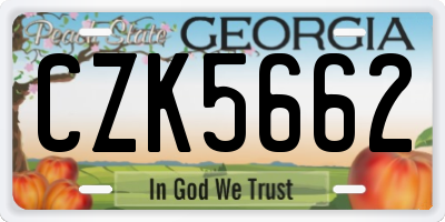 GA license plate CZK5662