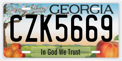 GA license plate CZK5669