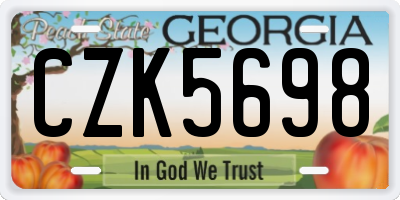 GA license plate CZK5698