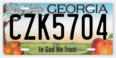 GA license plate CZK5704