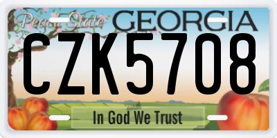 GA license plate CZK5708