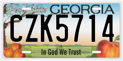 GA license plate CZK5714