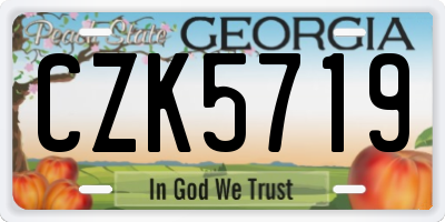 GA license plate CZK5719