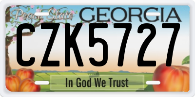 GA license plate CZK5727