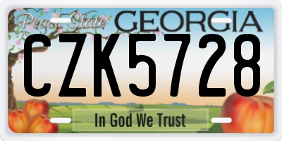 GA license plate CZK5728