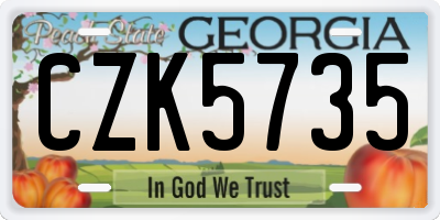 GA license plate CZK5735