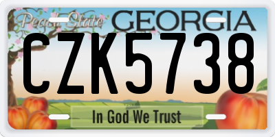 GA license plate CZK5738