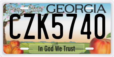 GA license plate CZK5740