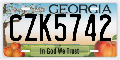 GA license plate CZK5742