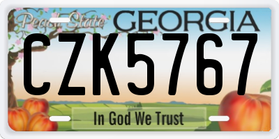 GA license plate CZK5767