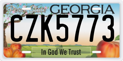 GA license plate CZK5773