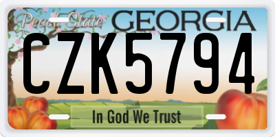 GA license plate CZK5794