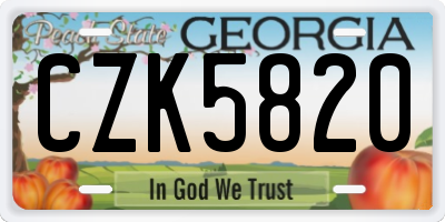 GA license plate CZK5820
