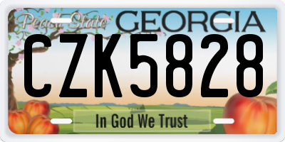 GA license plate CZK5828