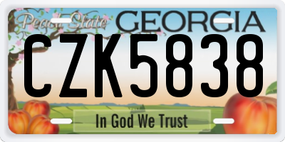 GA license plate CZK5838