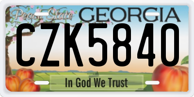 GA license plate CZK5840