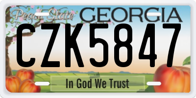 GA license plate CZK5847