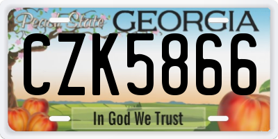 GA license plate CZK5866