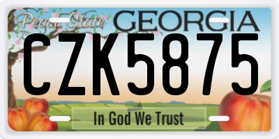 GA license plate CZK5875