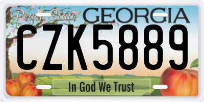 GA license plate CZK5889