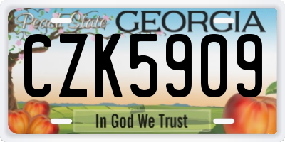 GA license plate CZK5909