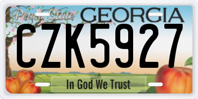 GA license plate CZK5927